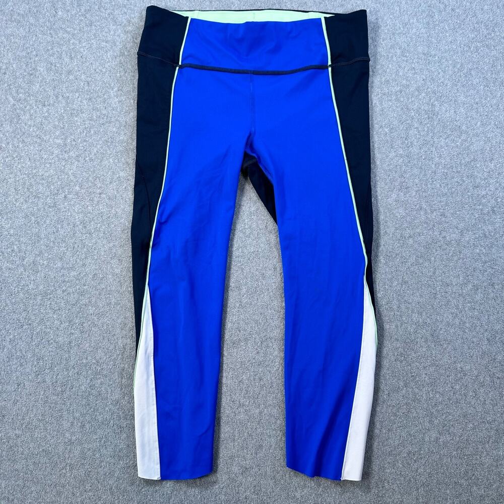 Athleta Velocity Colorblock Capri Leggings Women's Medium Stretch Zipper Pocket